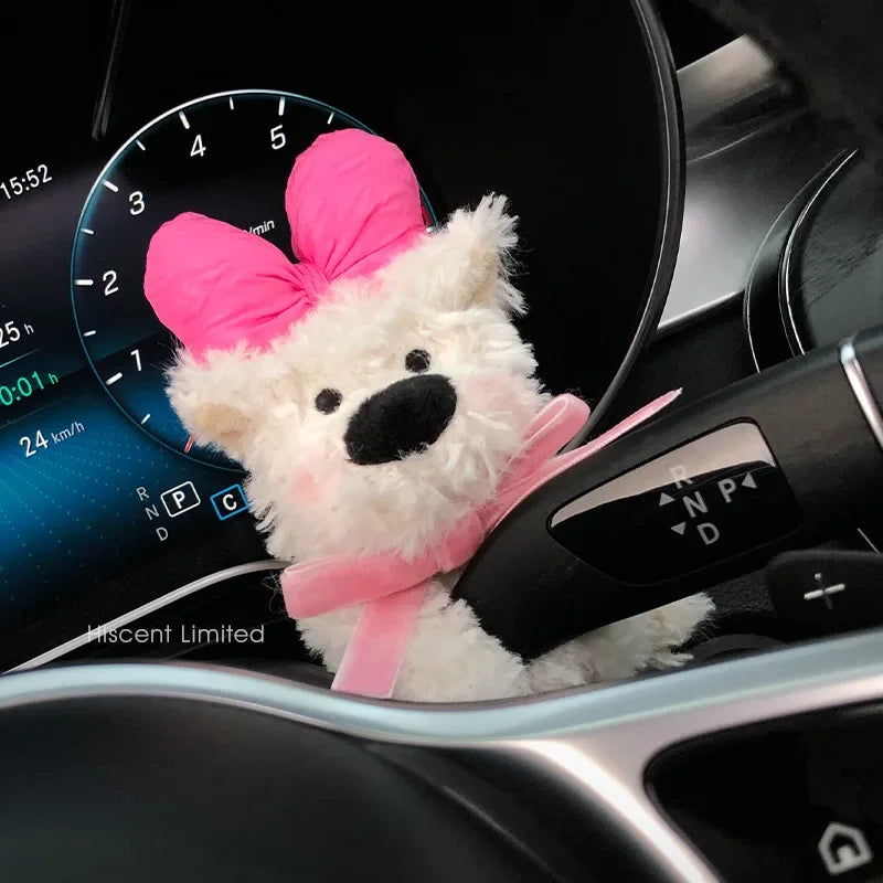Car Decoration Dolls Plush Puppy Clutch Decoration Car Interior Decoration Turn Signal Switch Ornaments Car Wiper Kawaii Dog