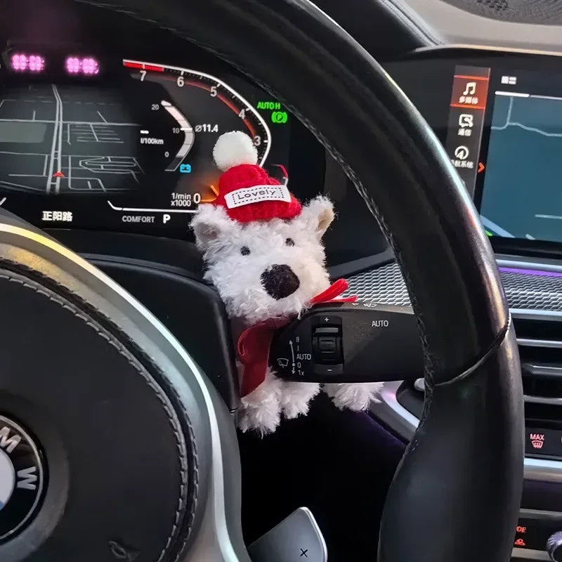 Car Decoration Dolls Plush Puppy Clutch Decoration Car Interior Decoration Turn Signal Switch Ornaments Car Wiper Kawaii Dog