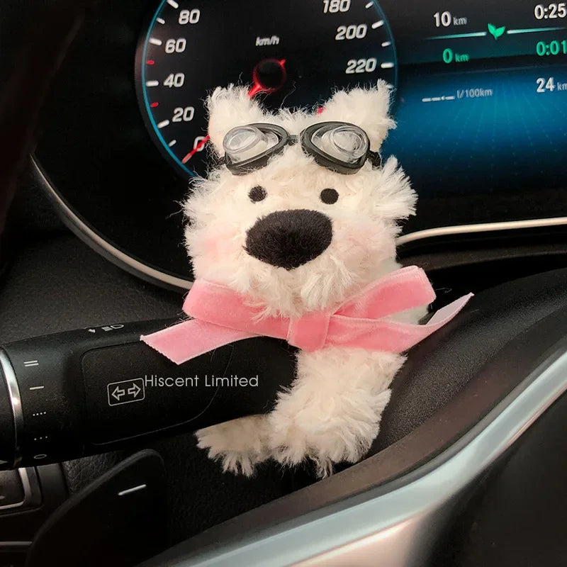 Car Decoration Dolls Plush Puppy Clutch Decoration Car Interior Decoration Turn Signal Switch Ornaments Car Wiper Kawaii Dog
