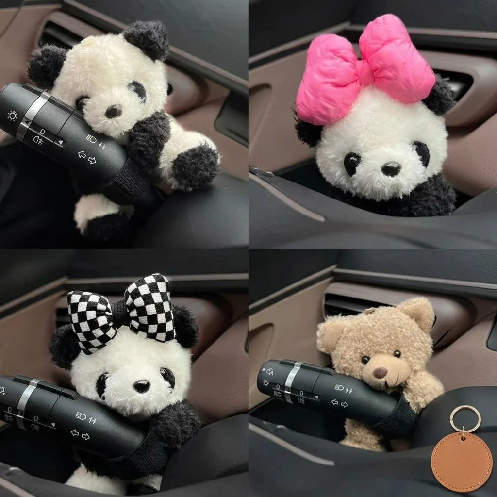 Cute Car Cute Wiper Ornaments Plush Doll Panda Cat Turn Signal Switch Ornament Car Interior Decoration Accessories