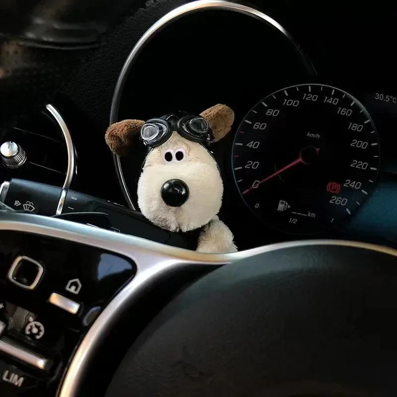 Niedliche Plüsch Hundefigur für Blinker oder Wischerhebel Dekoration für den Fahrzeuginnenraum