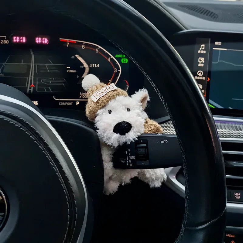 Car Decoration Dolls Plush Puppy Clutch Decoration Car Interior Decoration Turn Signal Switch Ornaments Car Wiper Kawaii Dog