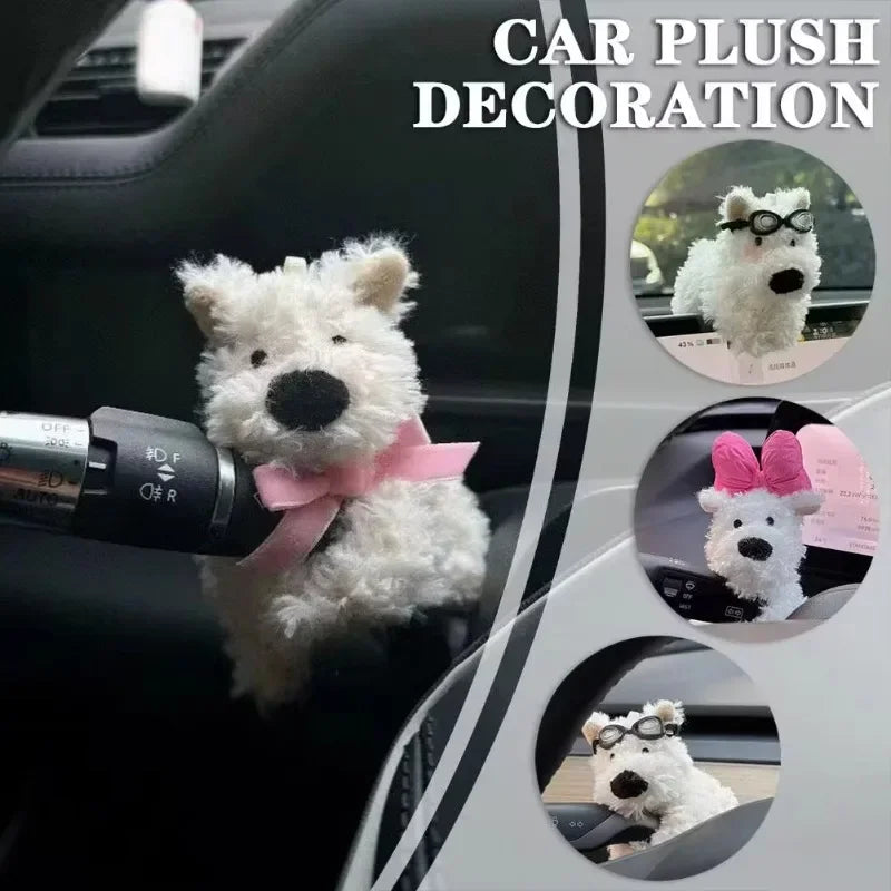 Car Decoration Dolls Plush Puppy Clutch Decoration Car Interior Decoration Turn Signal Switch Ornaments Car Wiper Kawaii Dog