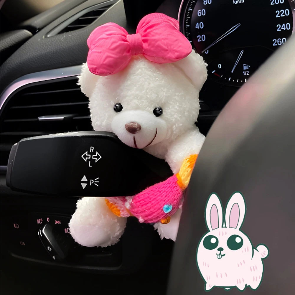Cute Car Cute Wiper Ornaments Plush Doll Panda Cat Turn Signal Switch Ornament Car Interior Decoration Accessories