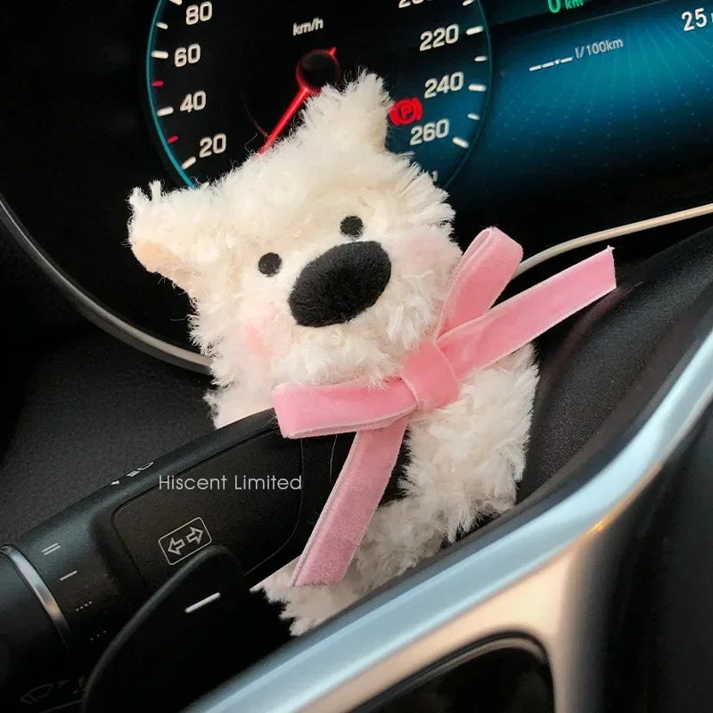 Car Decoration Dolls Plush Puppy Clutch Decoration Car Interior Decoration Turn Signal Switch Ornaments Car Wiper Kawaii Dog